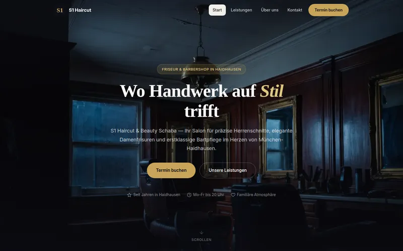 Screenshot der Website von S1 Haircut & Beauty, Friseursalon in München-Haidhausen